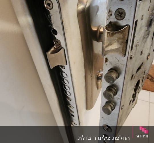 מנעול דלת מתכת עם ברגים וידית